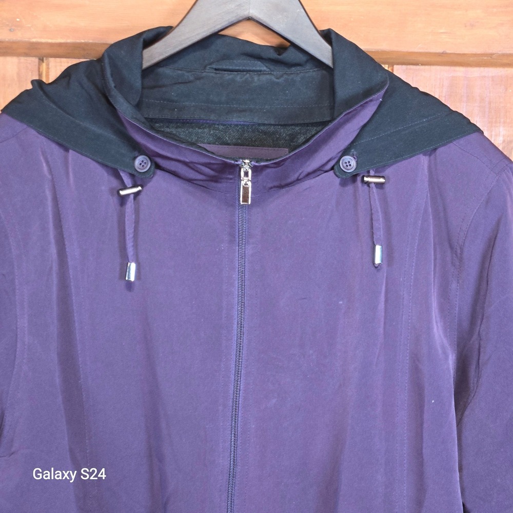 London Fog Womens 3X Purple Hooded‎ Zip Up Jacket Water Resistant Lined Warm